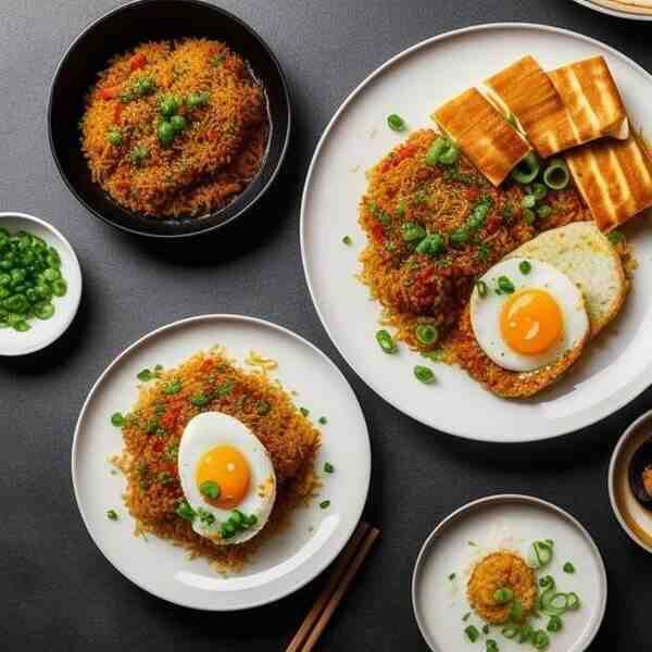 Рис с яйцом и острой курицей